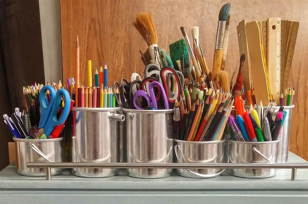  school supplies on a table